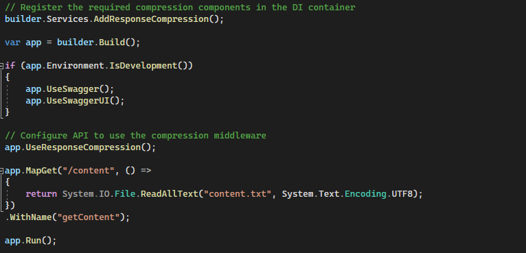 configuration of compression screenshot